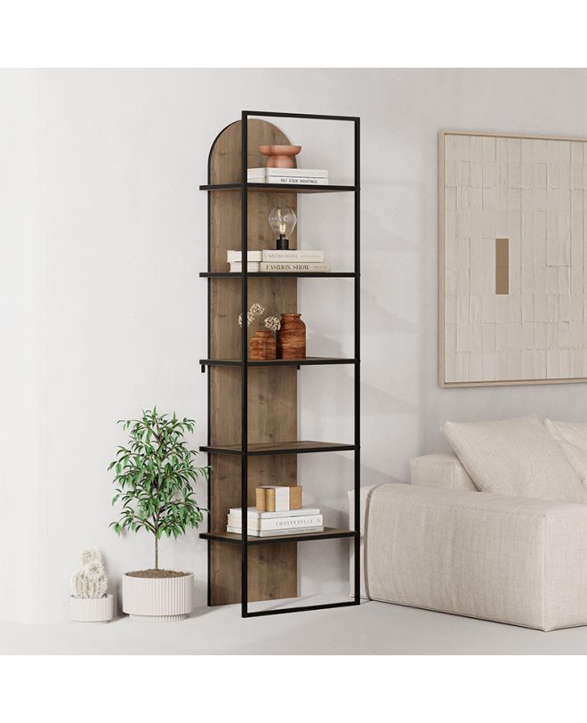 Βιβλιοθήκη Archy Megapap χρώμα ανοιχτό καρυδί 53x31,7x180εκ.