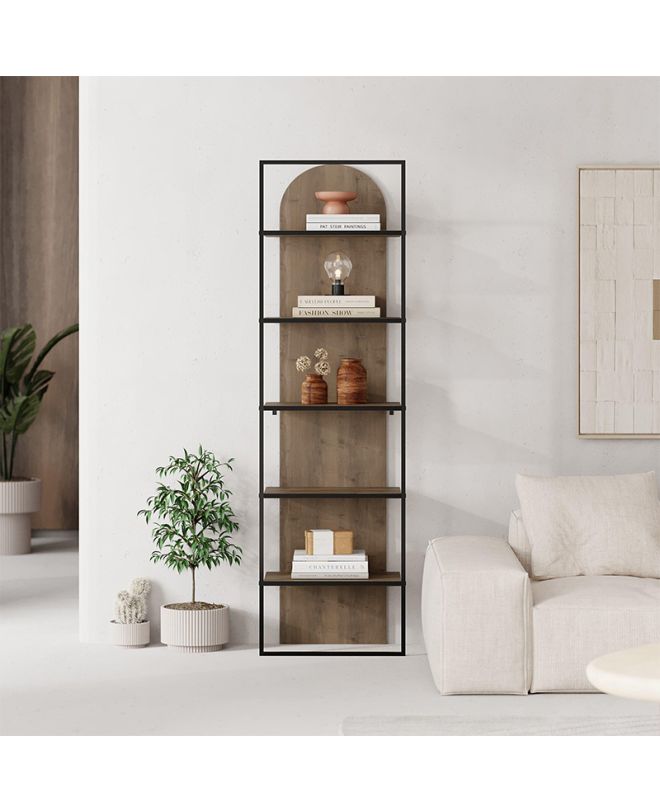 Βιβλιοθήκη Archy Megapap χρώμα ανοιχτό καρυδί 53x31,7x180εκ.