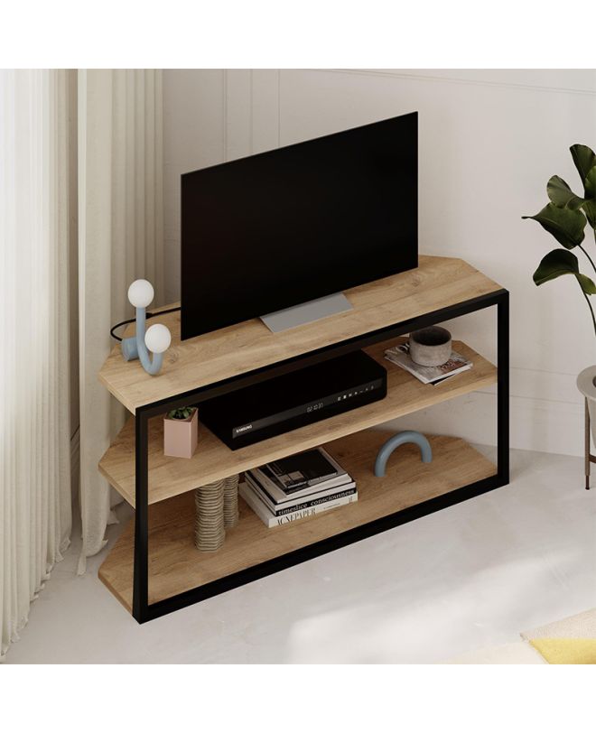 Έπιπλο τηλεόρασης γωνιακό Echo Megapap χρώμα sapphire oak 98x37x45εκ.