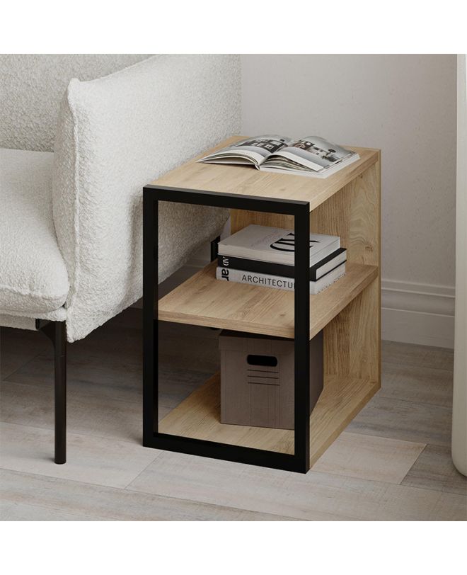 Τραπεζάκι βοηθητικό - Κομοδίνο Echo Megapap χρώμα sapphire oak 30x42x45εκ.