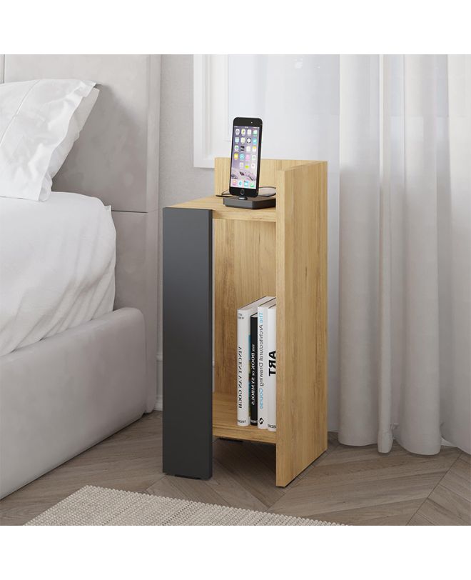 Κομοδίνο Elos Megapap δεξί χρώμα sapphire oak - ανθρακί 25x27x60εκ.