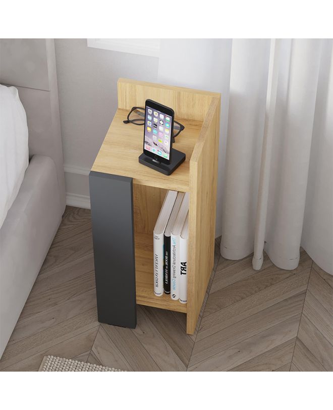 Κομοδίνο Elos Megapap δεξί χρώμα sapphire oak - ανθρακί 25x27x60εκ.