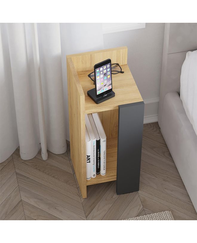 Κομοδίνο Elos Megapap αριστερό χρώμα sapphire oak - ανθρακί 25x27x60εκ.
