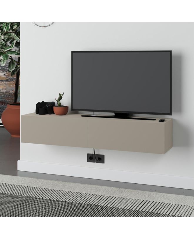 Έπιπλο τηλεόρασης επιτοίχιο Francy Megapap χρώμα sandstone 135x31,7x25εκ.