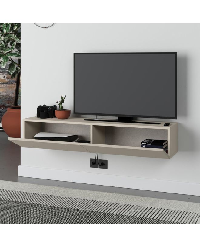 Έπιπλο τηλεόρασης επιτοίχιο Francy Megapap χρώμα sandstone 135x31,7x25εκ.