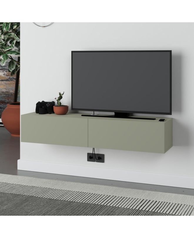 Έπιπλο τηλεόρασης επιτοίχιο Francy Megapap χρώμα ash green 135x31,7x25εκ.