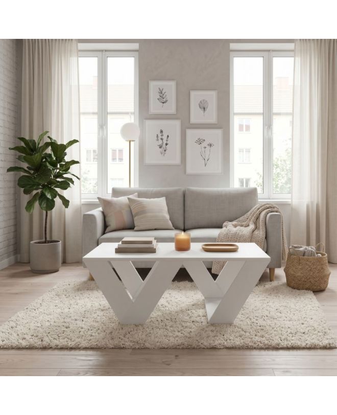 Τραπεζάκι σαλονιού Pipra Megapap χρώμα λευκό 110x60x40εκ.