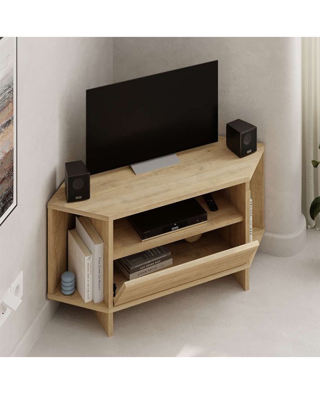 Έπιπλο τηλεόρασης γωνιακό Viva Megapap χρώμα sapphire oak 95,7x35,4x45εκ.