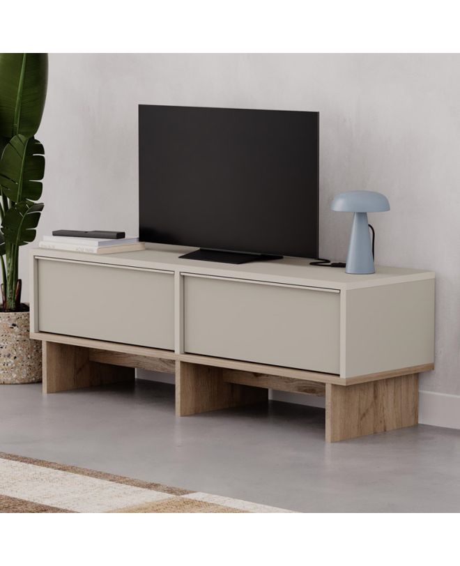 Έπιπλο τηλεόρασης Yuki Megapap χρώμα sandstone - sepet oak 118x35x40,6εκ.