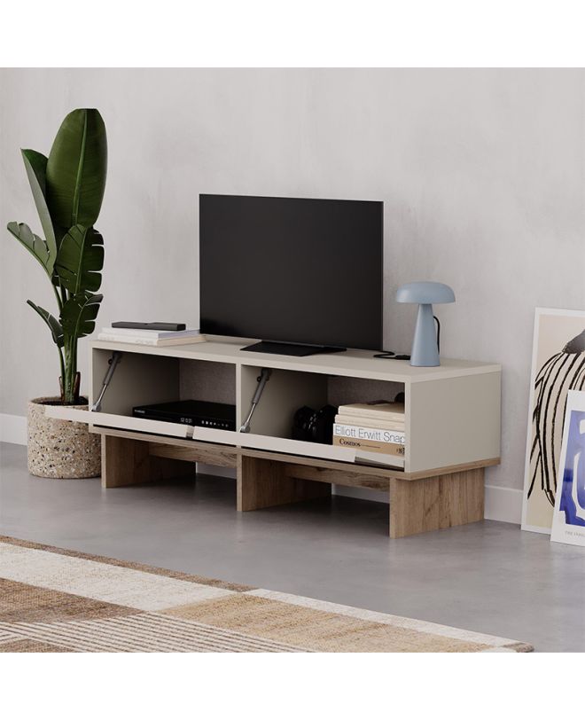 Έπιπλο τηλεόρασης Yuki Megapap χρώμα sandstone - sepet oak 118x35x40,6εκ.