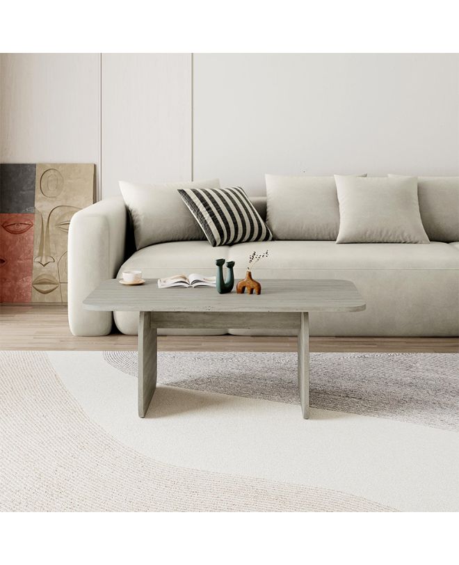 Τραπεζάκι σαλονιού Pietra Megapap χρώμα neo travertine 100x60x41,8εκ.