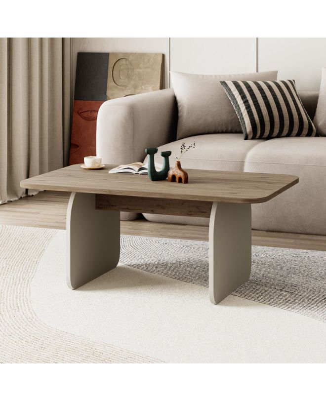 Τραπεζάκι σαλονιού Pietra Megapap χρώμα sepet oak - sandstone 100x60x41,8εκ.