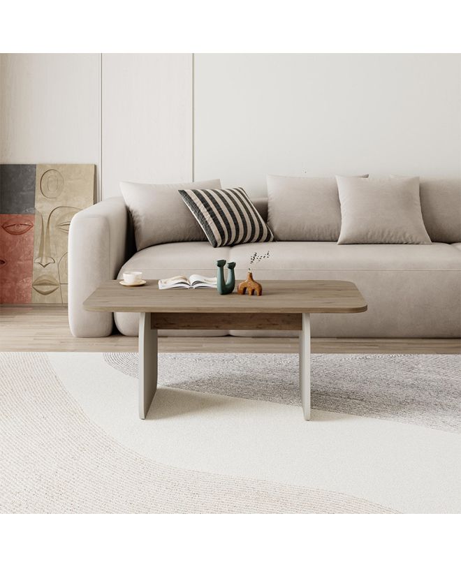 Τραπεζάκι σαλονιού Pietra Megapap χρώμα sepet oak - sandstone 100x60x41,8εκ.