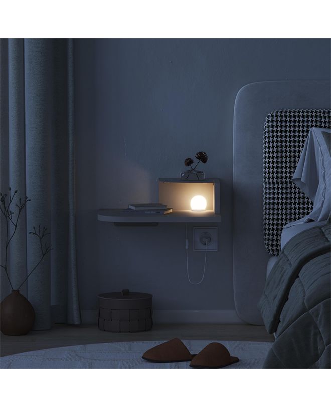 Κομοδίνο επιτοίχιο Luno Megapap με LED χρώμα sandstone 40x30x16,2εκ.