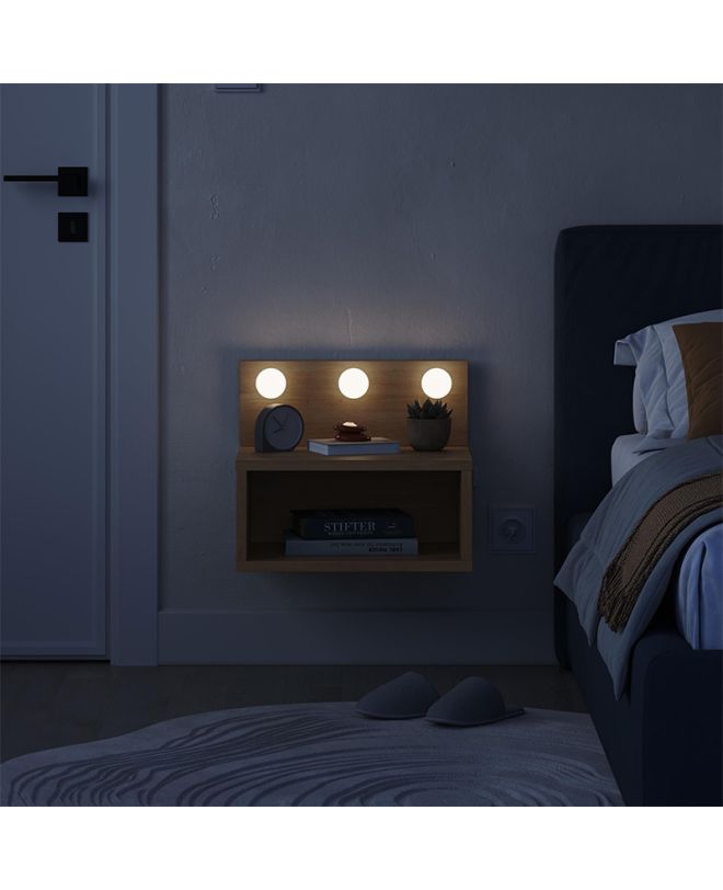 Κομοδίνο επιτοίχιο Treo Megapap με LED χρώμα sapphire oak 40x30x33,8εκ.