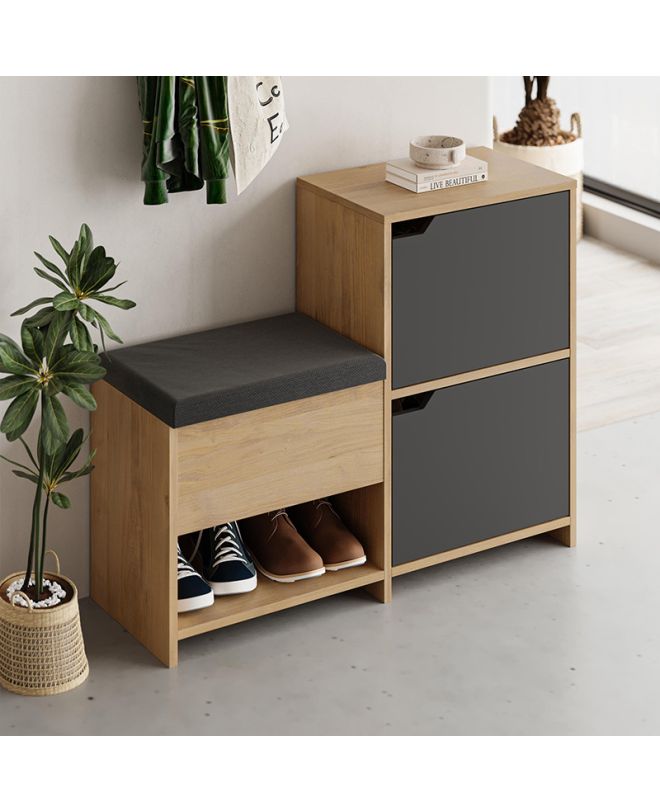 Παπουτσοθήκη Haven Megapap χρώμα sapphire oak - ανθρακί 101x35x80,4εκ.