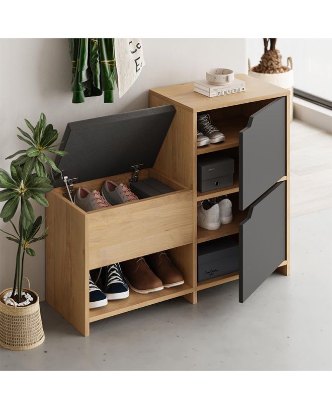 Παπουτσοθήκη Haven Megapap χρώμα sapphire oak - ανθρακί 101x35x80,4εκ.