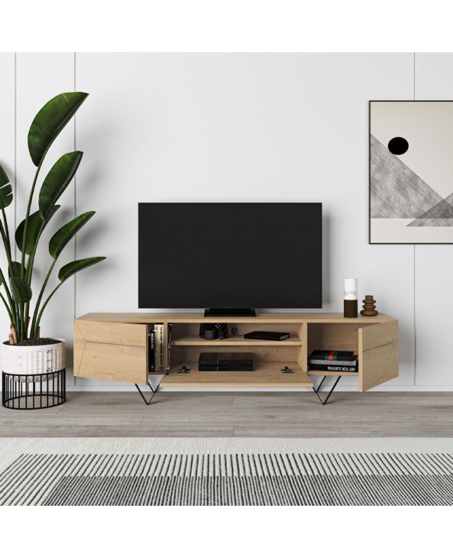 Έπιπλο τηλεόρασης Jacomen Megapap χρώμα sapphire oak 160x35x43εκ.