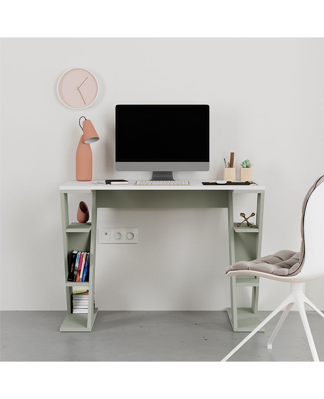 Γραφείο εργασίας Papillon Megapap χρώμα ash green - λευκό 106x50x75εκ