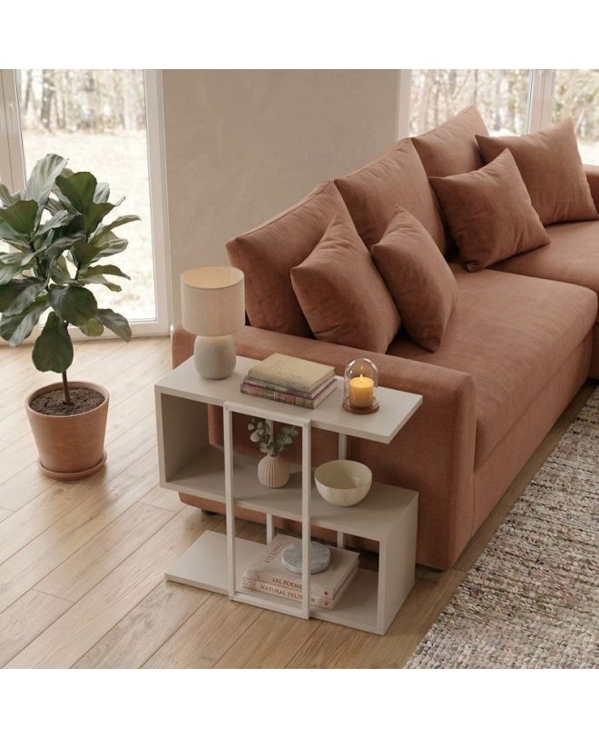 Τραπεζάκι βοηθητικό Homia Megapap χρώμα sandstone 56x25x56,5εκ.