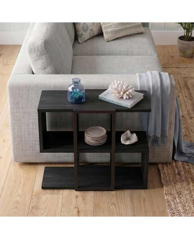 Τραπεζάκι βοηθητικό Homia Megapap χρώμα black wood 56x25x56,5εκ.