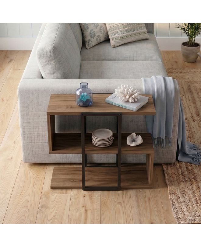 Τραπεζάκι βοηθητικό Homia Megapap χρώμα καρυδί Ud 56x25x56,5εκ.
