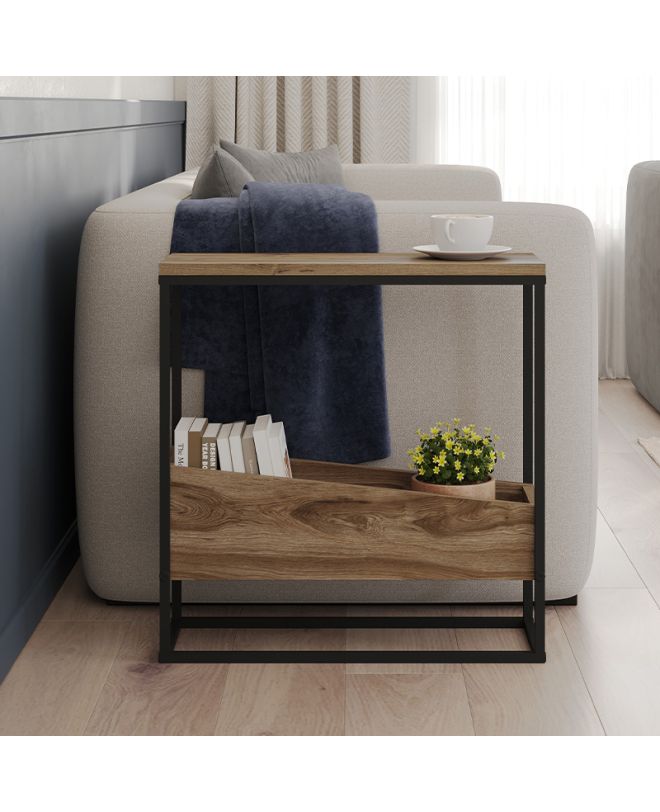 Τραπεζάκι βοηθητικό Lido Megapap χρώμα καρυδί Ud 60x22x62εκ.