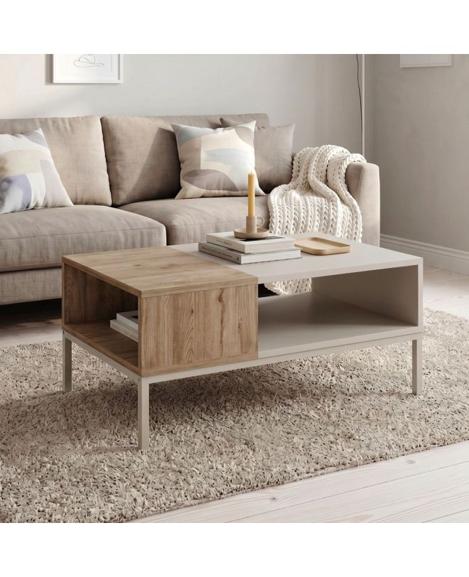 Τραπεζάκι σαλονιού Cailin Megapap χρώμα sandstone - sepet oak 90x56x40,6εκ.