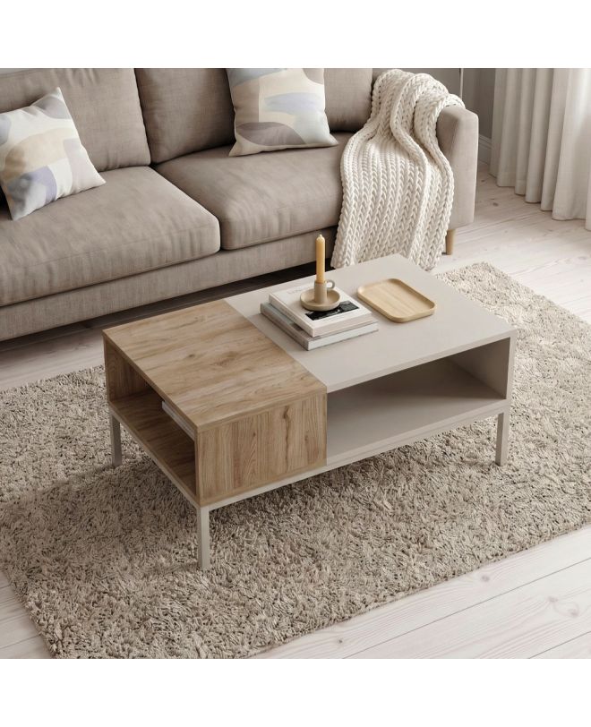 Τραπεζάκι σαλονιού Cailin Megapap χρώμα sandstone - sepet oak 90x56x40,6εκ.