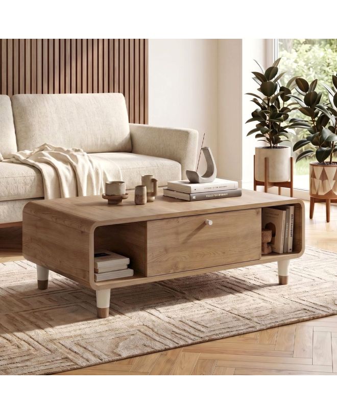 Τραπεζάκι σαλονιού Doro Megapap χρώμα sepet oak 100x60x34,6εκ.