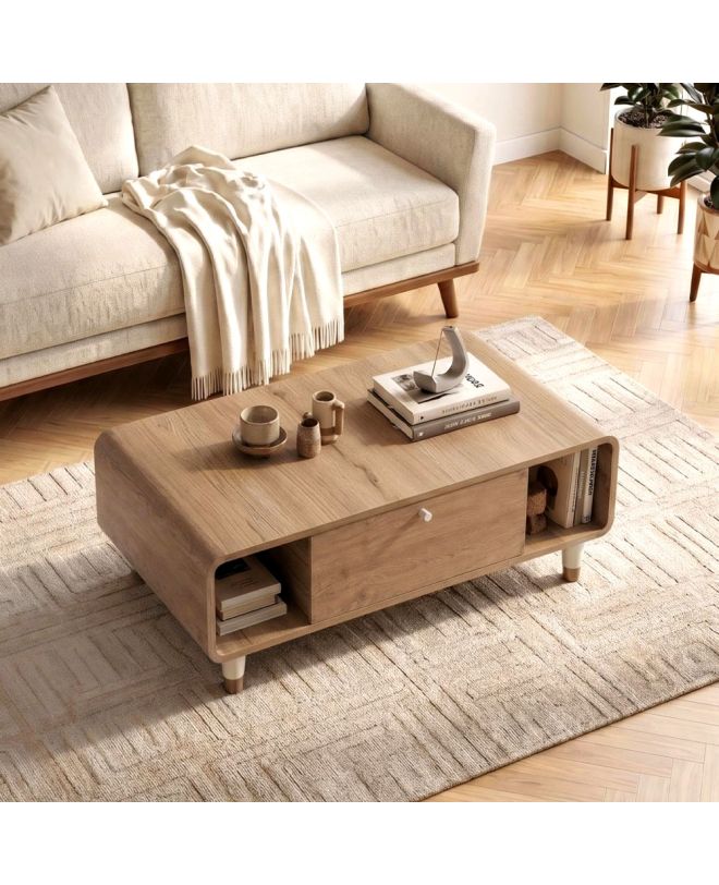 Τραπεζάκι σαλονιού Doro Megapap χρώμα sepet oak 100x60x34,6εκ.