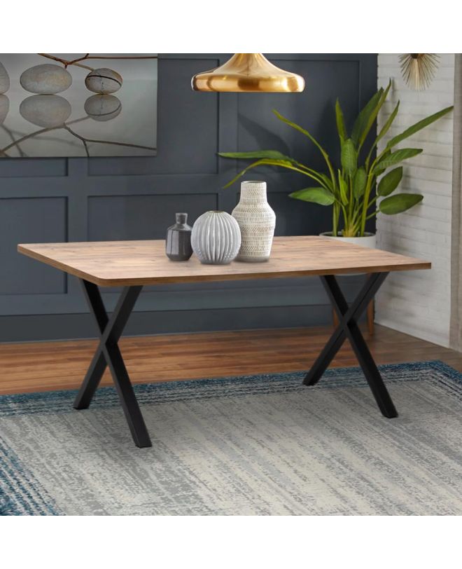 Τραπέζι Jeremy Megapap Mdf - μεταλλικό χρώμα ακακίας 140x80x75εκ.