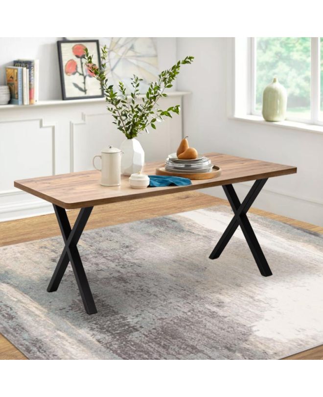 Τραπέζι Jeremy Megapap Mdf - μεταλλικό χρώμα ακακίας 160x80x75εκ.