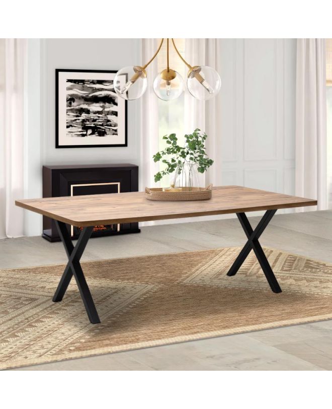 Τραπέζι Jeremy Megapap Mdf - μεταλλικό χρώμα ακακίας 200x100x75εκ.