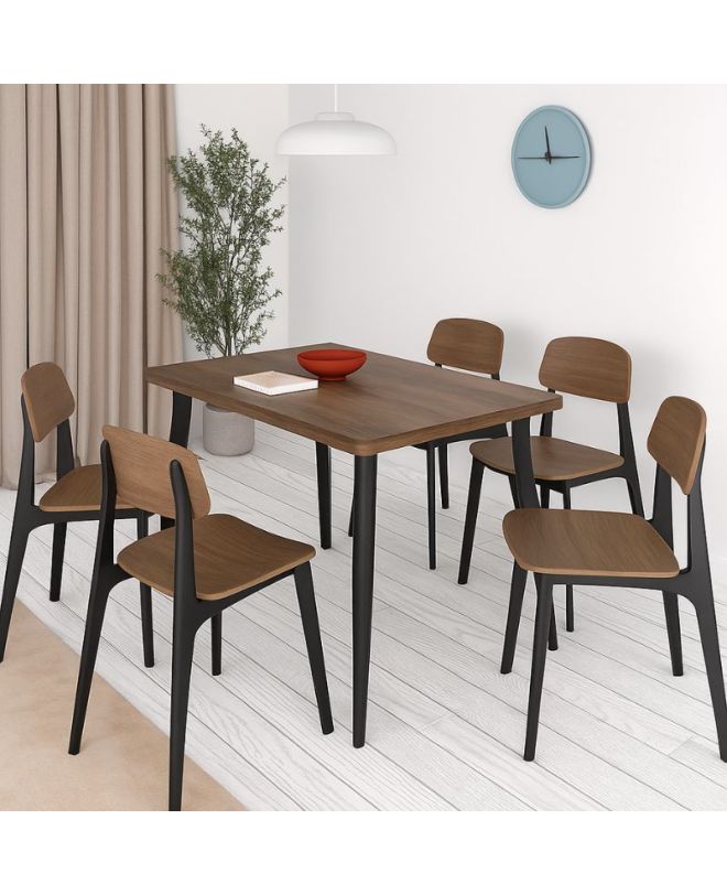 Τραπέζι Levico Megapap Mdf - μεταλλικό χρώμα καπνιστή καρυδιά 120x70x75εκ.