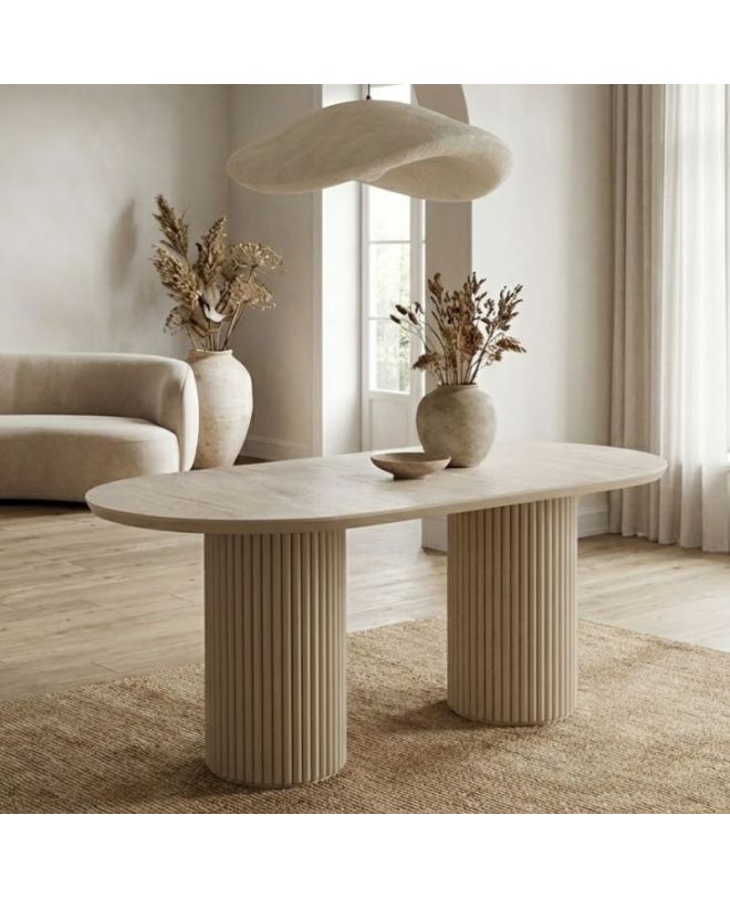 Τραπέζι Hazar Megapap Mdf χρώμα travertine - sandstone 180x90x77εκ.