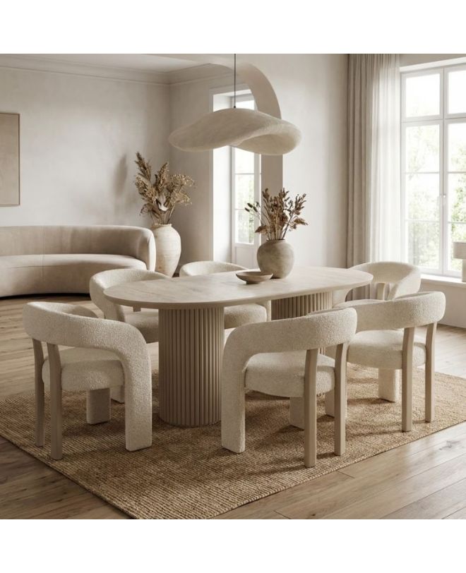 Τραπέζι Hazar Megapap Mdf χρώμα travertine - sandstone 180x90x77εκ.