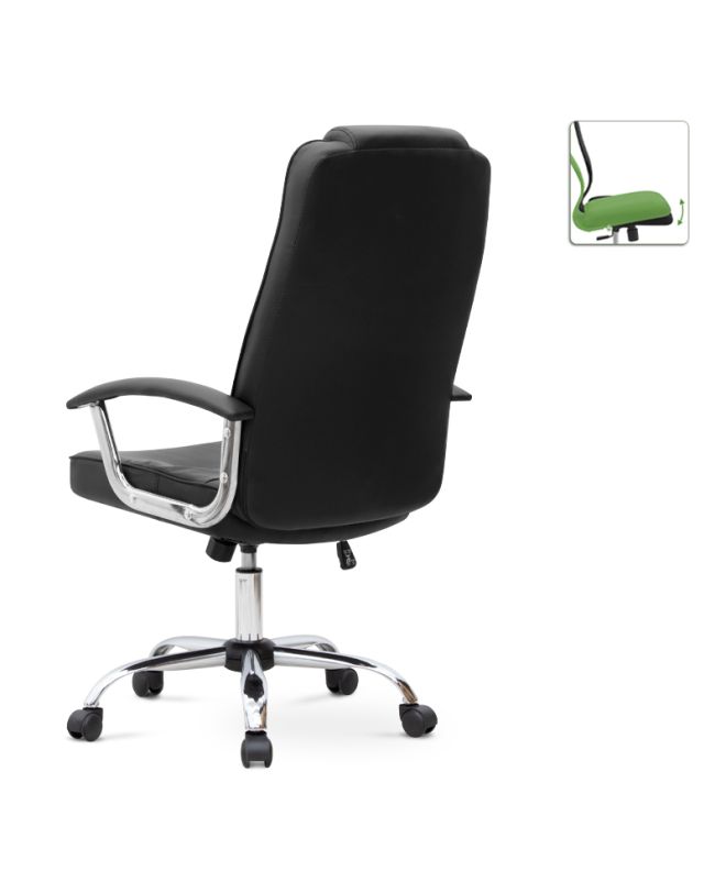 Καρέκλα γραφείου διευθυντική Arial Megapap από τεχνόδερμα χρώμα μαύρο 62x63x112/122εκ.