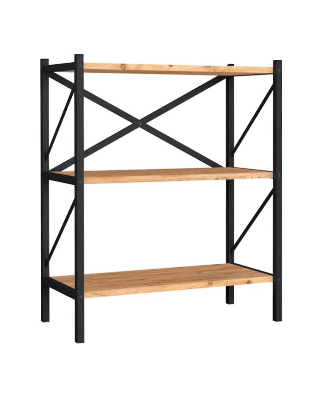 Βιβλιοθήκη Jocasta Megapap μεταλλική - μελαμίνης χρώμα pine oak 66x34x85εκ.