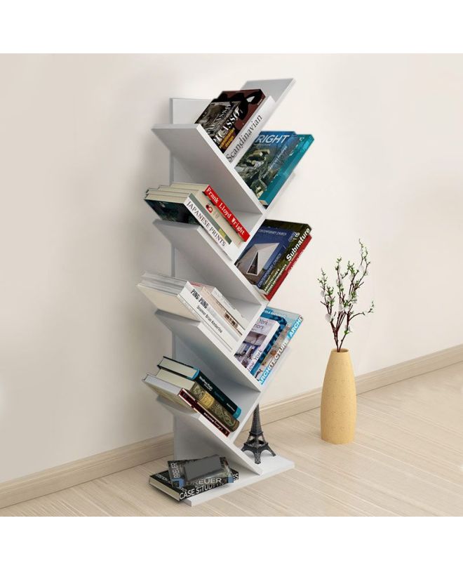 Βιβλιοθήκη Milton Megapap χρώμα λευκό 44x22x121εκ.