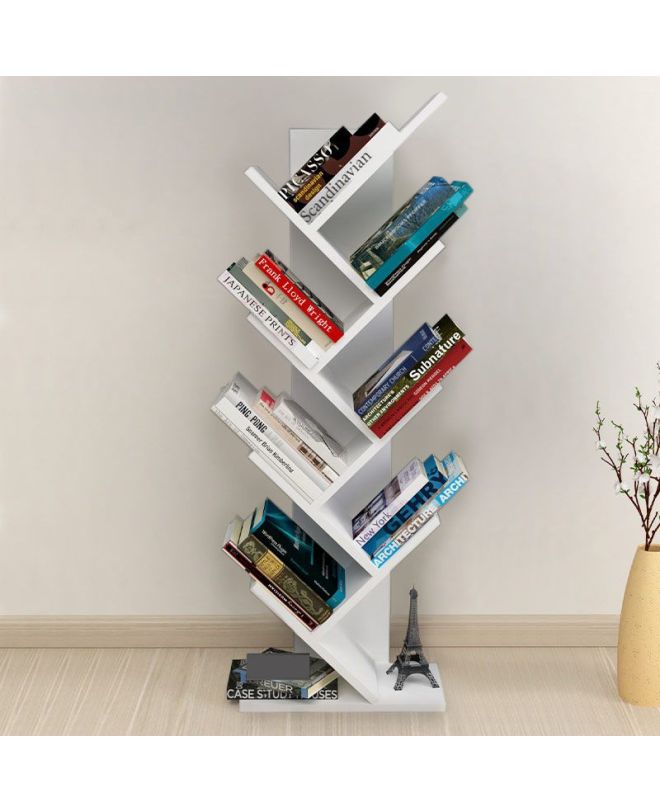 Βιβλιοθήκη Milton Megapap χρώμα λευκό 44x22x121εκ.