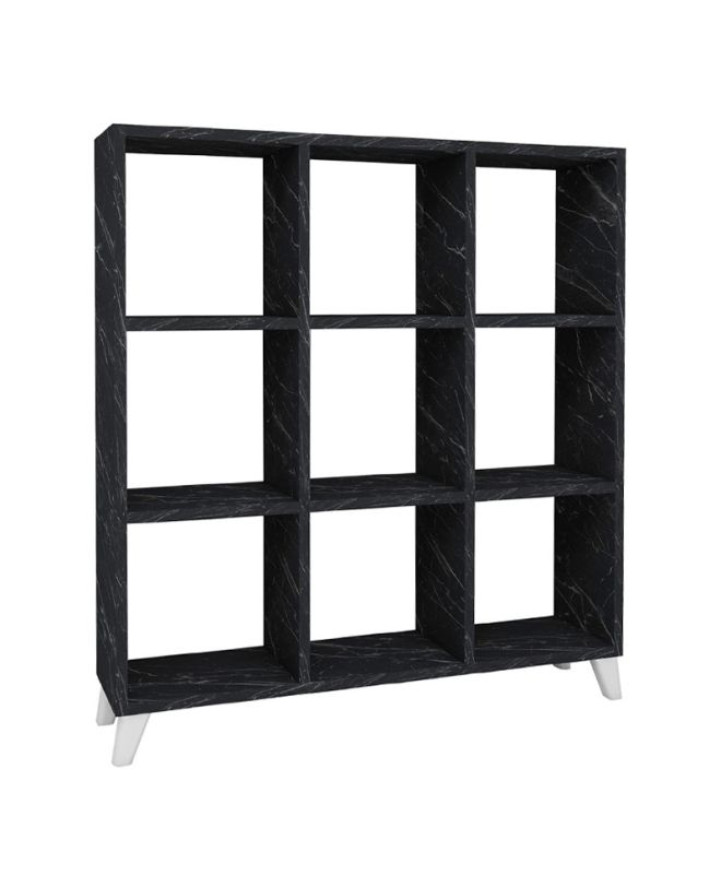 Βιβλιοθήκη Saul Megapap χρώμα μαύρο εφέ μαρμάρου 88,2x20x88,2εκ.