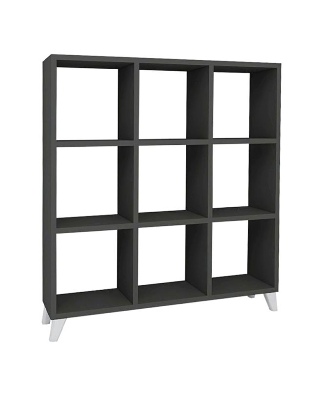 Βιβλιοθήκη Saul Megapap χρώμα ανθρακί 88,2x20x88,2εκ.