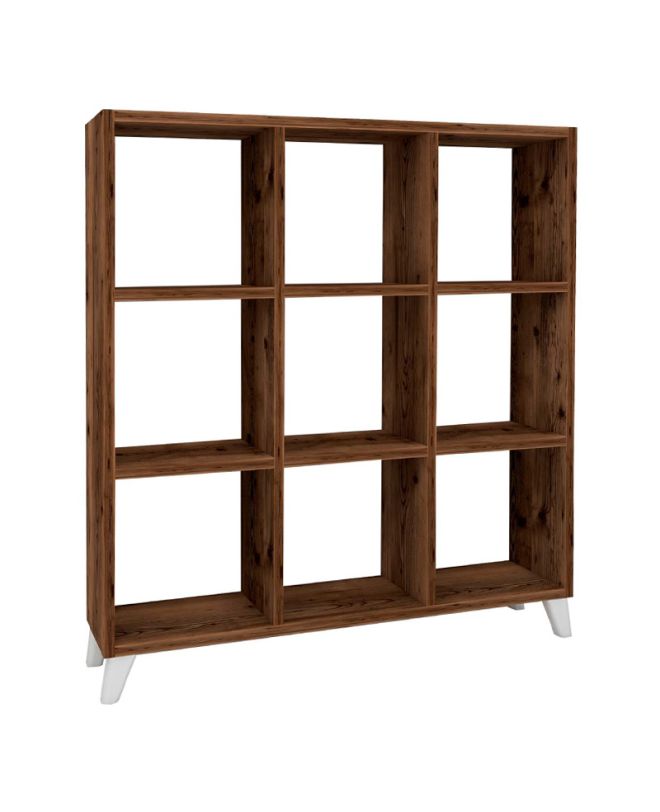 Βιβλιοθήκη Saul Megapap χρώμα καπνιστή καρυδιά 88,2x20x88,2εκ.
