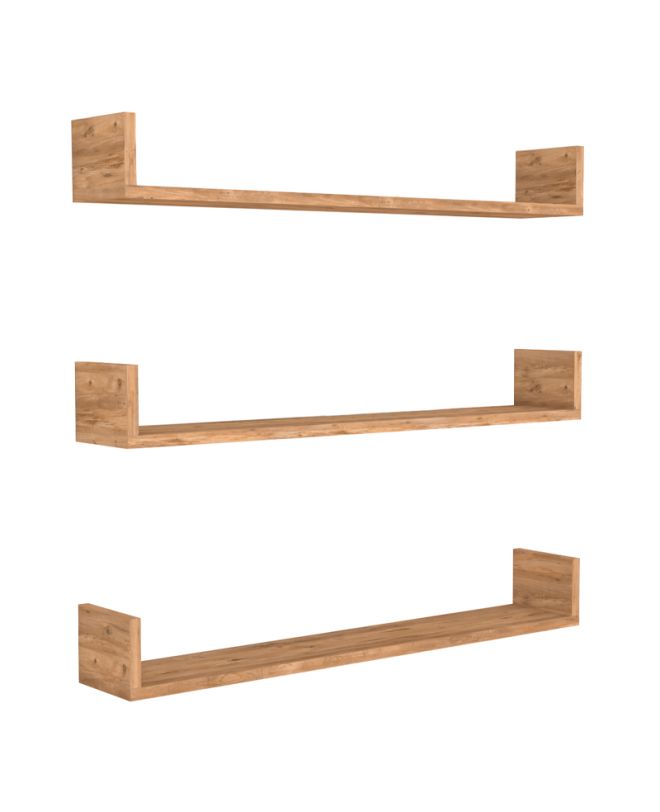 Ραφιέρα τοίχου Tyrion Megapap 3 τεμαχίων χρώμα pine oak 90x15x12εκ.