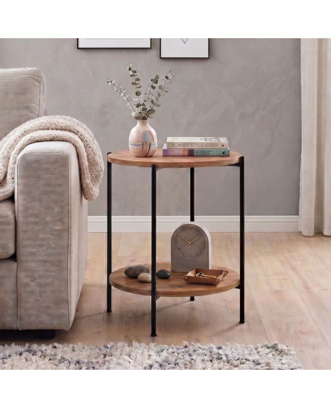 Τραπεζάκι βοηθητικό Argento Megapap χρώμα pine oak 43x43x60εκ.