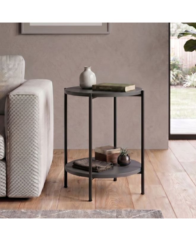 Τραπεζάκι βοηθητικό Argento Megapap χρώμα ανθρακί 43x43x60εκ.