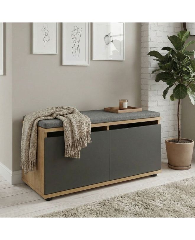 Παπουτσοθήκη Twain Megapap 8 ζευγών χρώμα sapphire oak - ανθρακί 80x35x42εκ.