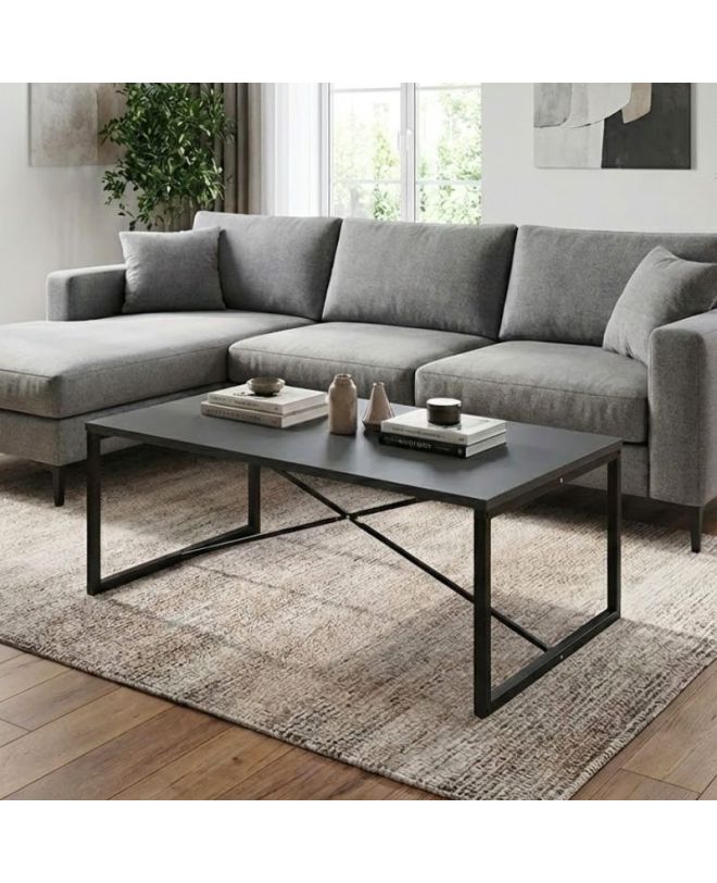 Τραπεζάκι σαλονιού Harte Megapap χρώμα ανθρακί 100x55x42εκ.
