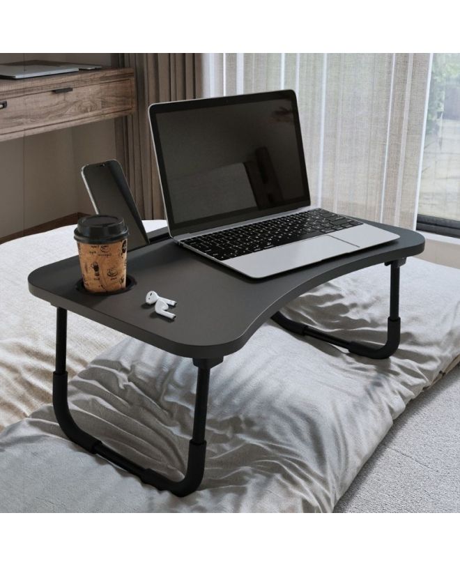 Τραπεζάκι laptop Sedon Megapap χρώμα ανθρακί 59,2x39,2x26,2εκ.